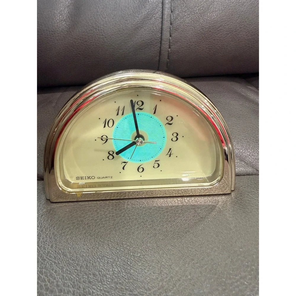 Seiko Quartz‎ Gold Tone Dome Alarm Clock Vintage Japan Movement HKSF
